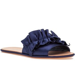 LOEFFLER RANDALL REY SANDAL ECLIPSE NAVY SATIN